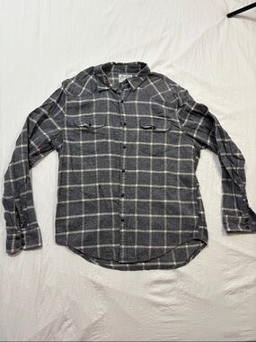 Lucky Brand Gray and White Plaid Men's Shirt
